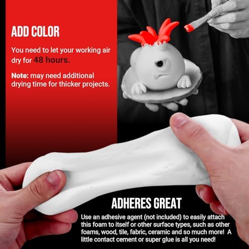 CALPALMY Moldable Foam Clay - 300g High Density Air Dry Clay for Intricate Designs, Cosplay, Crafting, and Artistic Projects - Cutting with a Knife or Rotary Tool, Sanding or Shaping (White) - Image 4