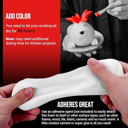 CALPALMY Moldable Foam Clay - 300g High Density Air Dry Clay for Intricate Designs, Cosplay, Crafting, and Artistic Projects - Cutting with a Knife or Rotary Tool, Sanding or Shaping (White) - Image 4