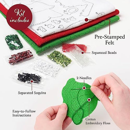 Bucilla Felt Applique 6 Piece Ornament Making Kit, Dressed Up Gingerbread, Perfect for DIY Arts and Crafts, 89644E - Image 3