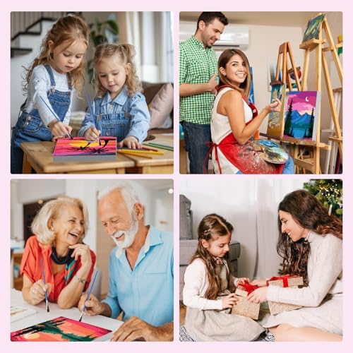 MXJSUA 4 Pack Moonlight Mountain Lake Framed Paint by Numbers Kit with Canvas for Adults Beginner, DIY Acrylic Oil Painting Kits with Brushes for Home Wall Decor Gift (8x10 inch) - Image 7