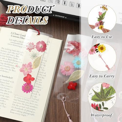 Fuyoooo 376 Pcs Pressed Flower Bookmark Kit,Rainbow Color,2 x 6 Inch - Image 3