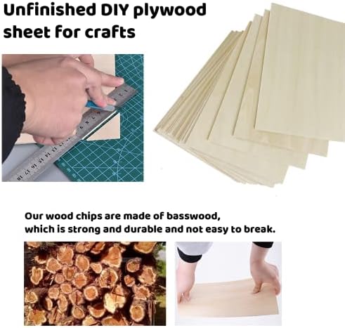 MUXGOA 20 Pack Basswood Sheets, Thin Wood Sheets for Craft, Laser, Wood Burning, Wooden DIY Ornaments, Can be Cut & Painted to Desired Shape(150x100x2mm) - Image 3