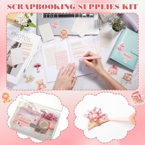FunooFuno 155 Pcs Scrapbooking Supplies Kit with Storage Box, Coquette - Image 5