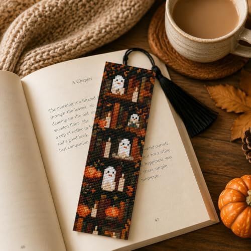 4 Pcs Fall Cross Stitch Bookmark Kit for Adult Beginners Cross Stitch Kits - Image 3