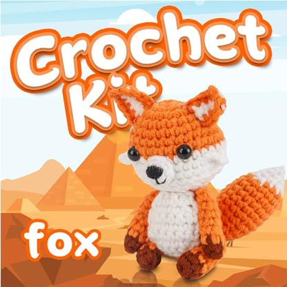 Crochet Kit for Beginners Crochet Animal Kit Crafts for Adults with Step by Step Video Tutorial Hobbies for Women Crochet kit Crochet Animals Beginner Crochet kit DIY Knitting Supplies（Cute Fox） - Image 3
