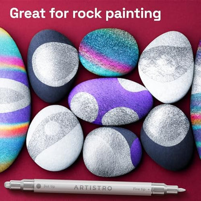 ARTISTRO Silver Dual-Tip Acrylic Paint Marker Pens - Set of 36 - Image 7
