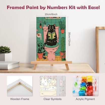 MOGTAA Paint by Numbers Kit for Adults with Frame, Cat Paint by Number Canvas, Paint by Numbers with Easel, DIY Animal Oil Painting Kit for Home Wall Decor 8 x 12 Inch - Image 2