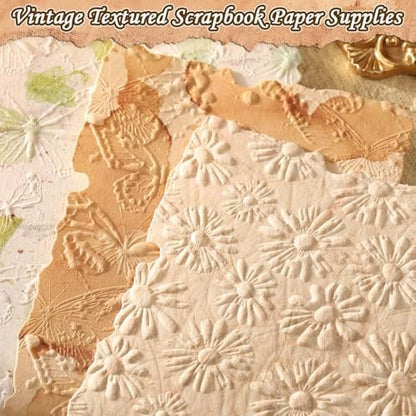 226 Sheets Vintage Scrapbook Paper Kit with Photo Tapes, Textured Scrapbooking Supplies Craft Paper for Junk Journal Supplies Planner Mixed Collage Materials Embellishments - Image 3