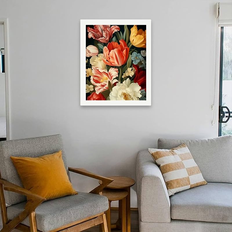 TAOPAOLAB Floral Paint by Numbers Kit for Adults - DIY Colorful Flower Bouquet Painting on Canvas 16x20 Inches, Acrylic Paint Set, Suitable for Beginners, Botanical Art for Home Decoration or Gifts - Image 4