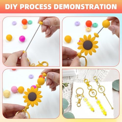 72 Pcs Beadable Keychains Bars bulk - 36 Gold DIY Metal Beaded Keychain Making Kit + 36 Bags Included, Bead Keychain Supplies,Blank Key Chain, Perfect for Women, Men, Mother's Day, Birthday Gift - Image 4