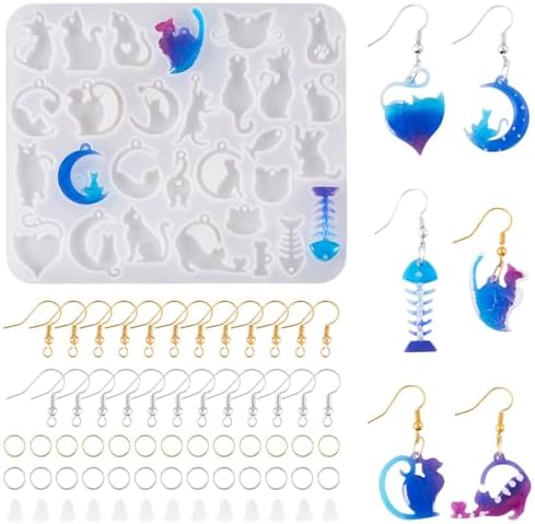 Cat Silicone Mold for Christmas Resin Earring Molds Cute UV Resin Molds for Keychain Making Kit for Women DIY Earring Bracelet Necklace Jewelry Making by Spritewelry