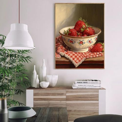 pchmcu DIY Strawberry Paint by Numbers Kits for Adults,Vintage Paint by Number for Adults Beginner, Paint by Numbers Kits on Canvas Without Frame for Home Wall Decor 16x20inch - Image 2