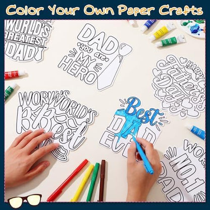 Moinchore 48 PCS Father's Day DIY Coloring Craft Kit, Color Your Own Cards and Decorations, Happy Father's Day Party Favors, Holiday Activity Supplies, Gifts for Best Dad - Image 6