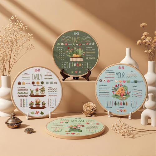 Snuvid Embroidery Kit for Beginners, 4 Stages to Learn 38 Stitches with Step-by-Step Video Tutorials, Pre-Printed Patterns, Embroidery Hoop, Threads and Needles for Adults - Image 5