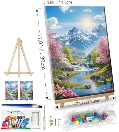 ATDMS Mountain Paint by Numbers Kits for Adult with Frame, 7.87x11.81 Inch - Image 6