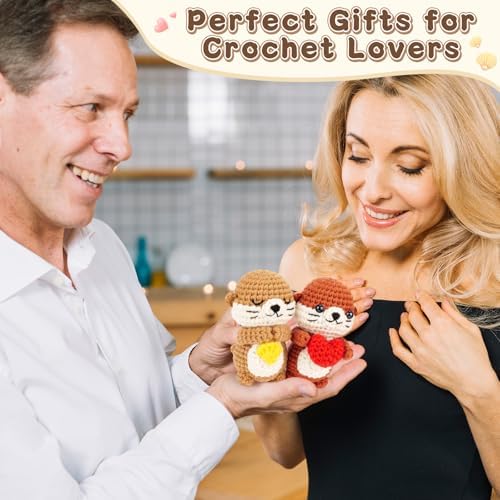 Fortuning's JDS Crochet Kit for Beginners, Otter Couple Crochet Animal Kit - Image 7