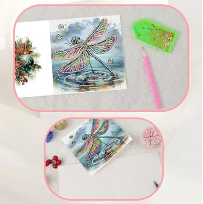 JISHSHAY 6 PCS Diamond Art Greeting Cards Dragonfly Diamond Painting Birthday Cards Animal Gem Art Gem Painting Mosaic Kits for Adults for Thanksgiving Anniversary Valentine Graduation All-Occasion - Image 6
