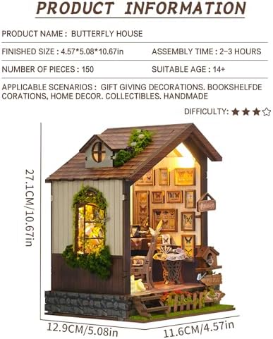 Roroom DIY Miniature House Kit, Botanical Butterfly Studio Dollhouse Kit - Image 2