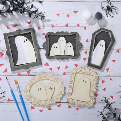 Simgoing 24 Set Adult Halloween Craft, Wood Ghost DIY Frame, Fashion Style - Image 3