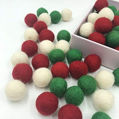 Christmas Felt Balls Red Green White 80pc 2cm DIY Felted Pom Pom Garland Wool Balls - Image 5