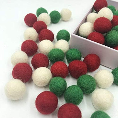 Christmas Felt Balls Red Green White 80pc 2cm DIY Felted Pom Pom Garland Wool Balls - Image 5