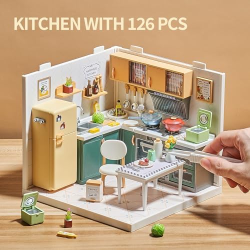 Miniature Kitchen DIY House Kit, 1:24 Scale Cooking Room Set - Image 4