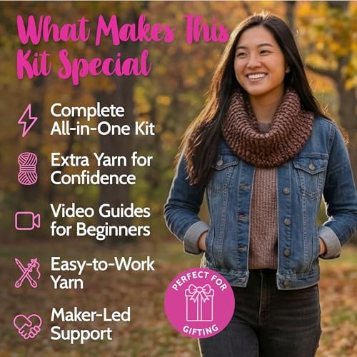 KnitPal Weekend Wrap Scarf Crochet Kit for Beginners (Caramel Brown) - Image 2