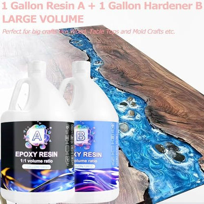 Pmbqifay Epoxy Resin 2 Gallon Kit, Clear Resin Epoxy, Resin Kit - High-Gloss,No Bubbles, Not Yellowing, Self-Leveling Art Resin Casting Resin for DIY Art,Crafts,Jewelry,Table Top,Wood & Resin Molds - Image 3