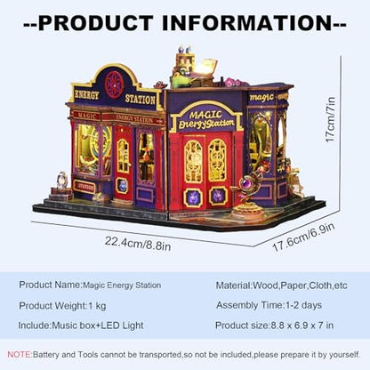 CUTEROOM Miniature House Kits for Adults, Mini Doll House Building Kit, DIY Craft Kits Creative Room Tiny House for Decoration-Energy Station - Image 3