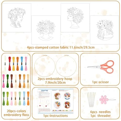 BEUNITONE 4 Set Embroidery Kits for Beginners Adult with Pre-Print Pattern - Image 2