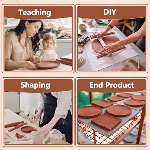 Sasylvia 10 Pcs Clay Pottery Rolling Pin Guides,5 Size,Reddish Brown - Image 6