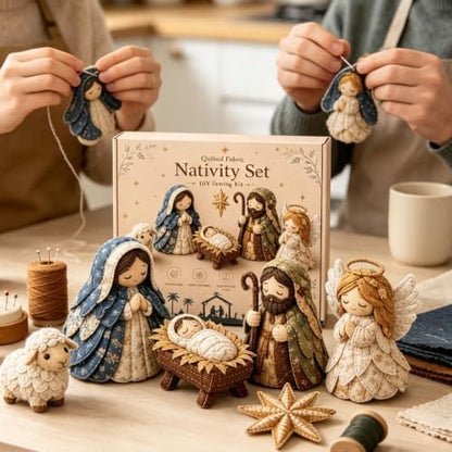 DIY Quilted Fabric Nativity Set Sewing Kit, Detailed Hand-Stitch Holy Family Manger Craft Set, Nativity Ornament Making Project for Home Display & Faith-Based Decor Creation for Adults，Type A - Image 4