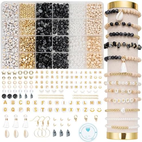 Xylise Jewelry Making Supplies Kit Natural Stone Beads for Irregular Natural Stone with for DIY Craft Bracelet Necklace Earrings for Adults (Black White) by Unknown