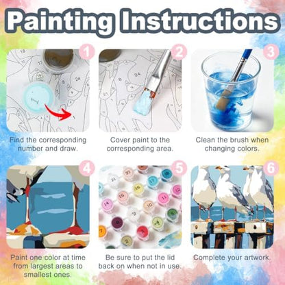Kalonyth Seagull Framed Paint by Numbers Kit for Adults Beginner 8x12 inch - Image 6
