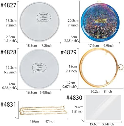 FUNSHOWCASE Resin Shaker Tray Clutch Purse Complete Kits of 9 8" Large Round Bag DIY Accessories - Image 3