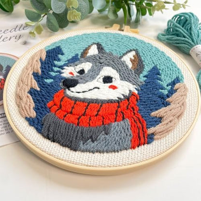 Myfelicity Punch Needle kit, a Beginner Set with Wolf Pattern Design, Suitable for Beginners and Adults with 7.9-inch Hoop - Image 6