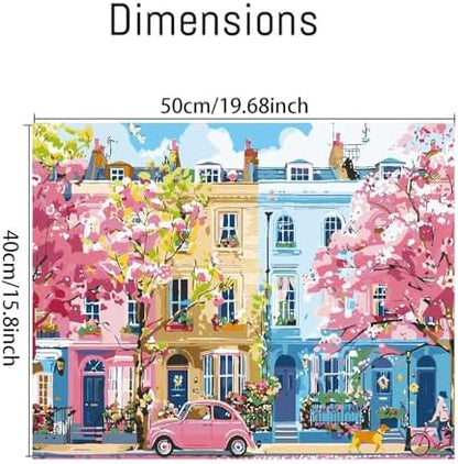 Clendo Paint by Numbers Kit for Adults Beginners, Spring Street Adult Paint by Numbers on Canvas, Acrylic Painting Crafts for Home Decor (16x20inch) - Image 6