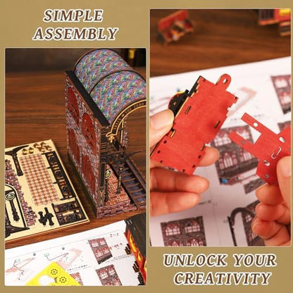 DIY Book Nook Kit, 3D Wooden Puzzle Miniature House Kit Adult, Station - Image 5