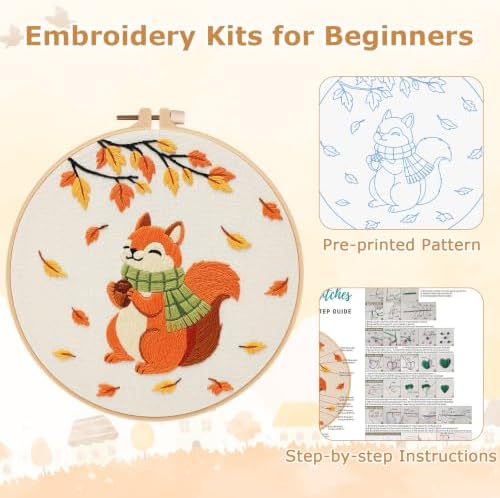 Louise Maelys Autumn Squirrel Embroidery Kit for Beginners Adults - Image 6