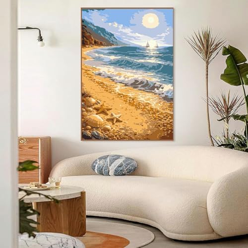 Mowana Beach Paint by Numbers Kit for Adults- Paint by Numbers for Adults Beginner, Sea Ocean Adult Paint by Number for Gift and Home Wall Decor(8 * 12 Inch) - Image 6