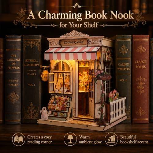 Book Nook Kit, Flower Shop Model Craft Kits, DIY Miniature House Kit - Image 5