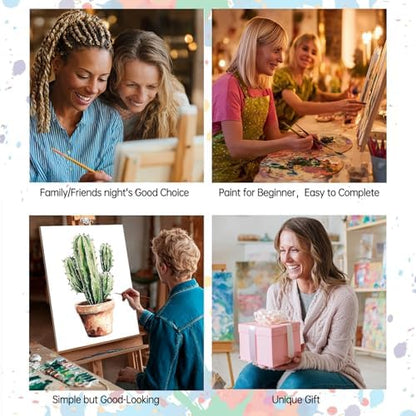 6 Pack Plant Paint by Numbers Kit for Adults Beginners 8x12 Inch, Potted Green Plant Paint by Number Kits on Canvas Without Frame, Easy DIY Acrylic Painting by Numbers for Home Wall Decor Gift - Image 6