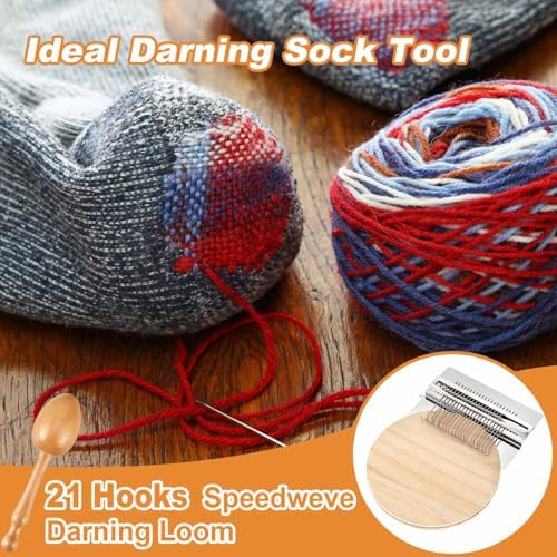 Jexine Speedweve Mini Darning Loom 21 Hooks Darning Egg for Socks Kit - Image 4