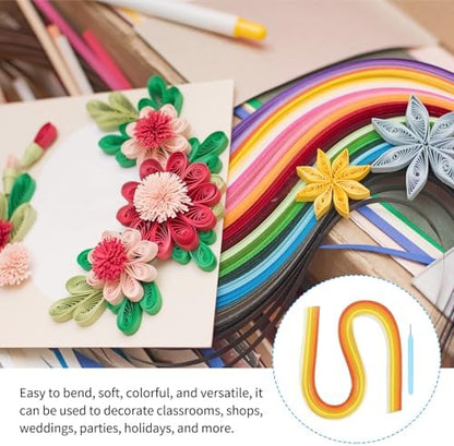 MECCANIXITY Paper Quilling Kit, 21.3 Inch 3mm Paper Quilling Strips with Blue Pen for Beginners DIY Hand Crafts Teaching Tools Flower Decoration(Yellow, Pack of 120) - Image 5