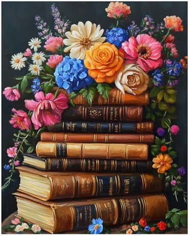 Reivworl Book Paint by Numbers Kit for Adults Beginners, Flowers Paint by Numbers, Adult Paint by Number Kits for Gifts and Home Wall Decor 16x20 Inch by Reivworl