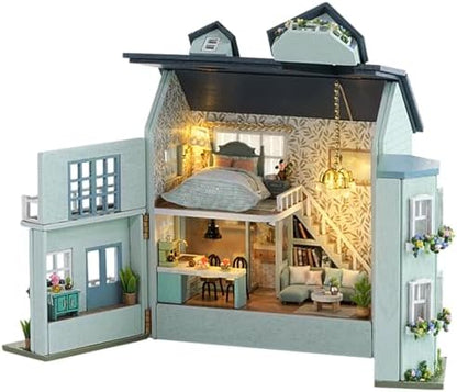 MAGQOO DIY Miniature Dollhouse Kit with Furniture 1:100 Scale Creative Room Mini Wooden Doll House Accessories DIY Miniature House Kit (Warm House) - Image 2