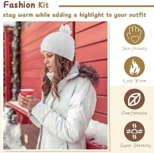 Maasechs Knitting Kits for Beginners Adults Complete Hat Knit Set with Yarn Bamboo Needles Starter Crochet Kit with Full Knitting Crochet Accessories for Women and Men (White) - Image 6