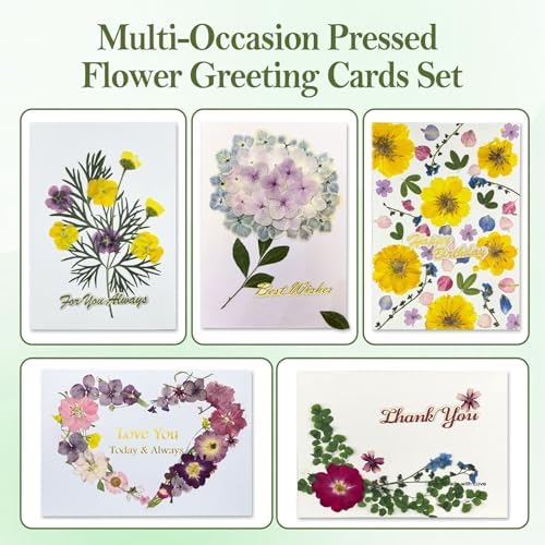 CuLitt Gardener Designer DIY Natural Flower Greeting Card Making Kit, 5 Blank Cards with Preserved Dried Flowers & All Supplies for Birthday, Mother's Day, Wedding, Thank You & Holiday Gifting - Image 2