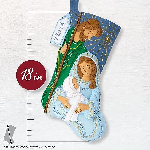 Bucilla Felt Applique 18" Stocking Making Kit, Peaceful Nativity, Perfect for Holiday DIY Arts and Crafts, 89601E - Image 2