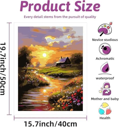 DYAIANGMU Scenery Paint by Numbers Kit for Adults Beginners 19.6X15.7inch - Image 2